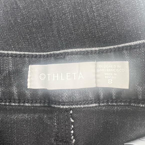 Athleta Sculptek Jeans with Tuxedo Stripe Womens size 8 Black Gold Stretchy - Picture 8 of 9